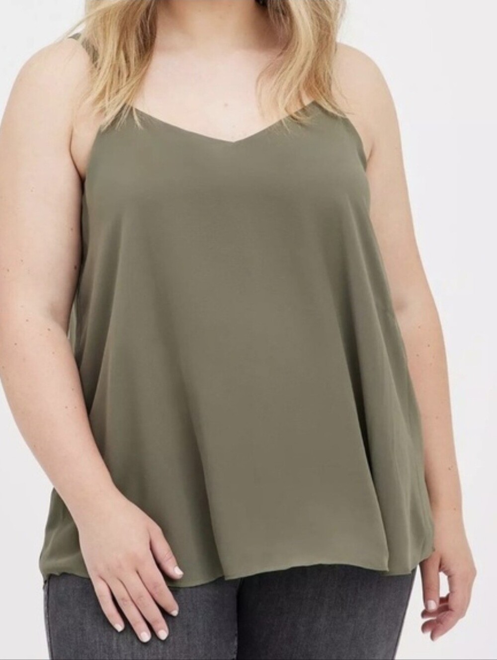 Torrid Olive Green Sophie Chiffon Double Layer Sophie Swing Cami